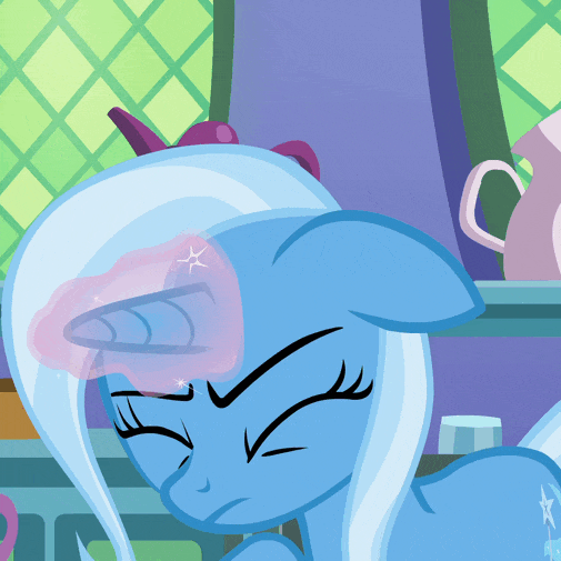 Size: 505x505 | Tagged: safe, screencap, character:trixie, species:pony, species:unicorn, episode:all bottled up, g4, my little pony: friendship is magic, animated, cropped, cute, diatrixes, eyes closed, female, floppy ears, gif, happy, magic, mare, one eye closed, open mouth, raised hoof, smiling, solo, squee, surprised