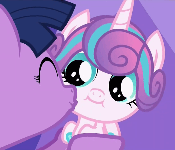 Size: 586x505 | Tagged: safe, screencap, character:princess flurry heart, character:twilight sparkle, character:twilight sparkle (alicorn), species:alicorn, species:pony, episode:a flurry of emotions, g4, my little pony: friendship is magic, animated, aunt and niece, baby, baby pony, best aunt ever, cute, dawwww, flurrybetes, gif, kiss on the cheek, kissing, platonic kiss, smothering, twiabetes, twilight's castle, weapons-grade cute