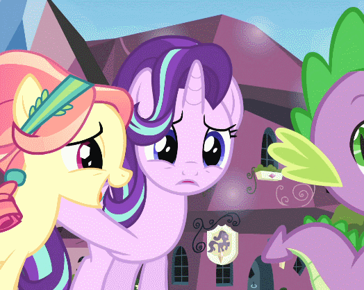 Size: 524x418 | Tagged: safe, screencap, character:amber laurel, character:ruby love, character:spike, character:starlight glimmer, species:dragon, episode:the crystalling, g4, my little pony: friendship is magic, animated, gif