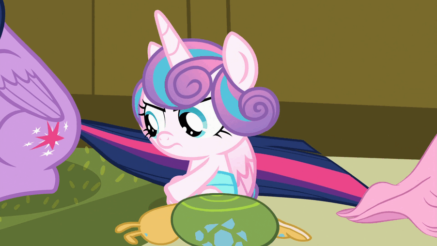 Size: 902x508 | Tagged: safe, screencap, character:princess flurry heart, character:twilight sparkle, character:twilight sparkle (alicorn), species:alicorn, species:pony, episode:a flurry of emotions, g4, my little pony: friendship is magic, animated, diaper, gif, impatient, irritated, loop, ponyville hospital, tail pull, whammy