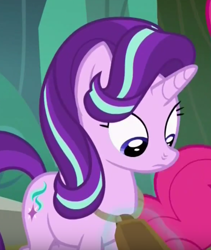 Size: 392x465 | Tagged: safe, screencap, character:starlight glimmer, species:pony, episode:rock solid friendship, g4, my little pony: friendship is magic, animation error, bell, cowbell