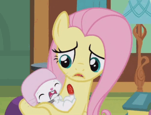 Size: 300x228 | Tagged: safe, screencap, character:angel bunny, character:fluttershy, species:pony, episode:fluttershy leans in, g4, my little pony: friendship is magic, animal, animated, crying, fluttermom, gif, injured, loop
