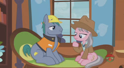Size: 844x462 | Tagged: safe, screencap, character:hard hat, character:wrangler, species:pony, episode:fluttershy leans in, g4, my little pony: friendship is magic