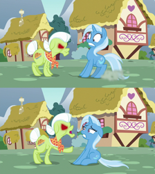 Size: 1280x1428 | Tagged: safe, screencap, character:granny smith, character:trixie, species:pony, episode:all bottled up, g4, my little pony: friendship is magic, anger magic, magic, red eyes