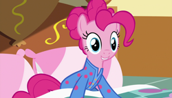 Size: 1920x1090 | Tagged: safe, screencap, character:pinkie pie, species:pony, episode:rock solid friendship, g4, my little pony: friendship is magic, clothing, footed sleeper, pajamas, solo