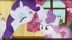 Size: 1920x1080 | Tagged: safe, screencap, character:rarity, character:sweetie belle, species:pony, episode:forever filly, g4, my little pony: friendship is magic, noogie