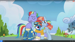 Size: 1920x1080 | Tagged: safe, screencap, character:bow hothoof, character:rainbow dash, character:windy whistles, species:pony, ship:windyhoof, episode:parental glideance, g4, my little pony: friendship is magic, group hug, hug, rainbow dash's parents