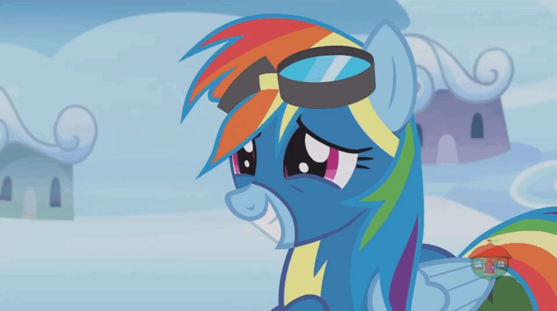 Size: 806x451 | Tagged: safe, screencap, character:rainbow dash, species:pony, episode:parental glideance, g4, my little pony: friendship is magic, animated, clothing, facehoof, gif, uniform, wonderbolts uniform