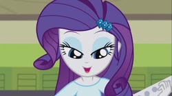 Size: 1100x618 | Tagged: safe, screencap, character:rarity, episode:player piano, equestria girls:rainbow rocks, g4, my little pony:equestria girls, lidded eyes, lockers, solo