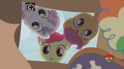 Size: 1234x692 | Tagged: safe, screencap, character:apple bloom, character:scootaloo, character:sweetie belle, species:pegasus, species:pony, episode:hard to say anything, g4, my little pony: friendship is magic, box, cutie mark crusaders, dressup