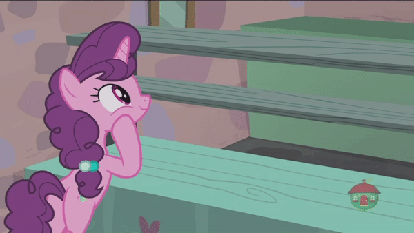 Size: 600x338 | Tagged: safe, screencap, character:sugar belle, species:pony, episode:hard to say anything, g4, my little pony: friendship is magic, animated, cute, display case, draw me like one of your french girls, female, gif, mare, plot, solo, sugarbetes, treehouse logo