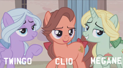 Size: 1236x694 | Tagged: safe, screencap, character:dear darling, character:fond feather, character:swoon song, species:pony, episode:hard to say anything, g4, my little pony: friendship is magic, background pony, bimbettes, trio