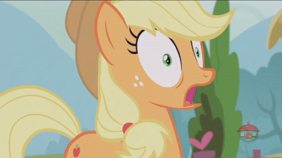 Size: 400x225 | Tagged: safe, screencap, character:applejack, species:pony, episode:honest apple, g4, my little pony: friendship is magic, angry, animated, furious, gif, red face, solo, treehouse logo