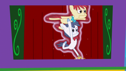 Size: 1280x720 | Tagged: safe, screencap, species:pony, episode:forever filly, g4, my little pony: friendship is magic, banana peel, magic, magic aura, puppet