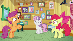 Size: 1920x1090 | Tagged: safe, screencap, character:apple bloom, character:scootaloo, character:sweetie belle, species:pegasus, species:pony, episode:forever filly, g4, my little pony: friendship is magic, cutie mark crusaders, treehouse