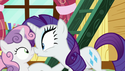 Size: 1920x1090 | Tagged: safe, screencap, character:rarity, character:sweetie belle, species:pony, episode:forever filly, g4, my little pony: friendship is magic