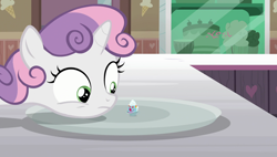 Size: 1920x1090 | Tagged: safe, screencap, character:sweetie belle, species:pony, episode:forever filly, g4, my little pony: friendship is magic, filly clown suprise, food, ice cream, solo