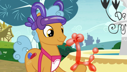 Size: 1920x1090 | Tagged: safe, screencap, species:pony, episode:forever filly, g4, my little pony: friendship is magic, balloon, balloon animal, solo, twisty pop