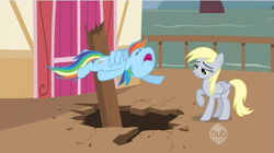Size: 625x350 | Tagged: safe, screencap, character:derpy hooves, character:rainbow dash, species:pegasus, species:pony, episode:the last roundup, g4, my little pony: friendship is magic, female, mare