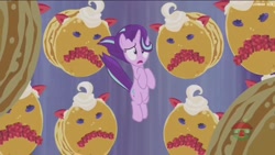Size: 1920x1080 | Tagged: safe, screencap, character:starlight glimmer, species:pony, episode:a royal problem, g4, my little pony: friendship is magic, food, frown, nightmare, nightmare fuel, pancakes