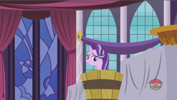 Size: 1131x638 | Tagged: safe, screencap, character:starlight glimmer, species:pony, episode:a royal problem, g4, my little pony: friendship is magic, basket, bucket, into the trash it goes, out of context, sad, solo, trash, trash can