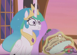 Size: 739x525 | Tagged: safe, screencap, character:princess celestia, species:alicorn, species:pony, episode:a royal problem, g4, my little pony: friendship is magic, faec, female, food, majestic as fuck, mare, pancakes, solo