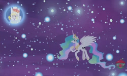 Size: 792x474 | Tagged: safe, screencap, character:derpy hooves, character:princess celestia, species:alicorn, species:pony, episode:a royal problem, g4, my little pony: friendship is magic, dream orbs, dream realm, dream walker celestia, female, mare, princess derpy, queen derpy, scepter, twilight scepter, underp