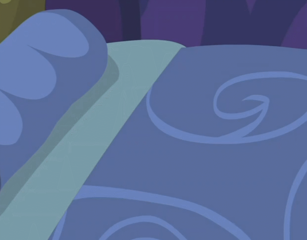 Size: 1079x844 | Tagged: safe, screencap, character:starlight glimmer, species:pony, species:unicorn, episode:a royal problem, g4, my little pony: friendship is magic, animated, bed, cropped, cute, gif, glimmerbetes, scroll, sleeping, solo, tucking in
