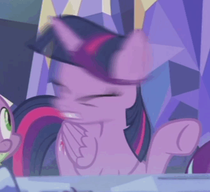 Size: 427x390 | Tagged: safe, screencap, character:spike, character:twilight sparkle, character:twilight sparkle (alicorn), species:alicorn, species:dragon, species:pony, episode:a royal problem, g4, my little pony: friendship is magic, animated, cutie map, gif, head shake, motion blur, twilight's castle