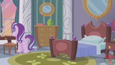 Size: 400x229 | Tagged: safe, screencap, character:starlight glimmer, character:twilight sparkle, character:twilight sparkle (alicorn), species:alicorn, species:pony, episode:a royal problem, g4, my little pony: friendship is magic, animated, ballerina, bed, clothing, dancing, gif, music box, pillow hat, tutu, twilarina, twilight stalker
