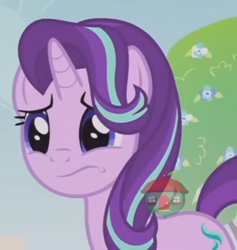 Size: 756x799 | Tagged: safe, screencap, character:starlight glimmer, species:pony, species:unicorn, episode:a royal problem, g4, my little pony: friendship is magic, concerned, cropped, female, mare, solo, treehouse logo