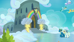 Size: 1920x1080 | Tagged: safe, screencap, character:cloudchaser, character:sky stinger, character:spring melody, character:sprinkle medley, character:sunshower raindrops, character:vapor trail, species:pony, episode:parental glideance, g4, my little pony: friendship is magic