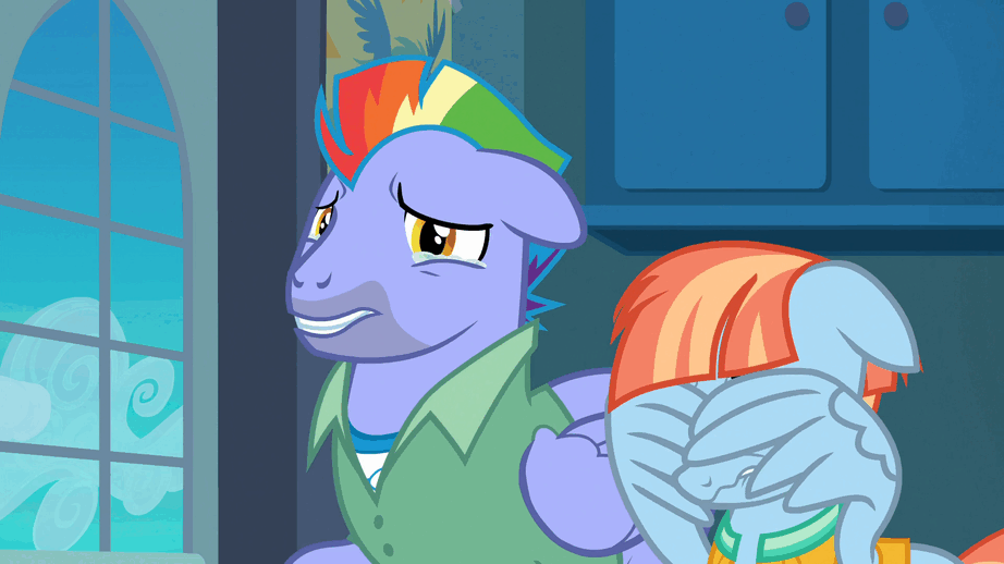 Size: 922x518 | Tagged: safe, screencap, character:bow hothoof, character:windy whistles, species:pegasus, species:pony, ship:windyhoof, episode:parental glideance, g4, my little pony: friendship is magic, animated, crying, cute, facewing, female, gif, husband and wife, male, rainbow dash's parents, sad, sadorable, windybetes, wing hands, woobie