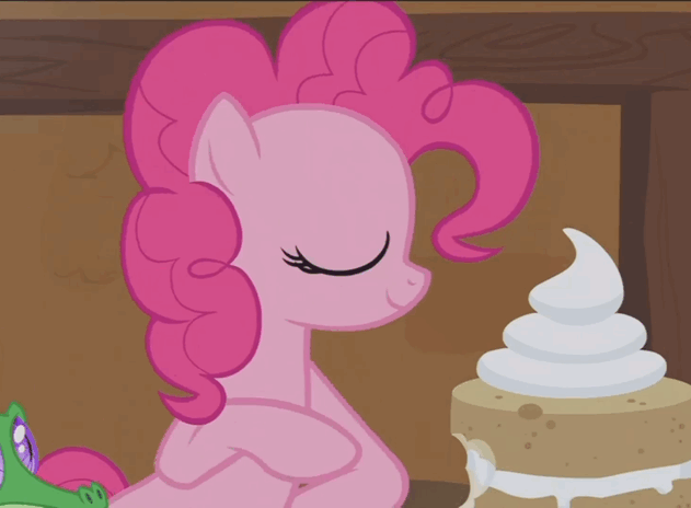 Size: 631x464 | Tagged: safe, screencap, character:pinkie pie, species:pony, episode:not asking for trouble, g4, my little pony: friendship is magic, animated, aweeg*, cake, chubby cheeks, eating, food, gif, swallowing