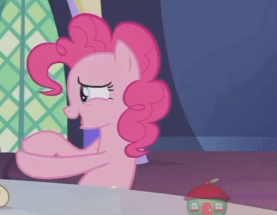 Size: 400x310 | Tagged: safe, screencap, character:pinkie pie, species:earth pony, species:pony, episode:not asking for trouble, g4, my little pony: friendship is magic, animated, bipedal, cropped, female, gif, mare, reversed, solo, treehouse logo