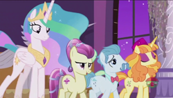 Size: 1600x908 | Tagged: safe, screencap, character:annoyed delegate, character:fleur de verre, character:princess celestia, character:tropical dream, species:alicorn, species:crystal pony, species:earth pony, species:pony, species:unicorn, episode:a royal problem, g4, my little pony: friendship is magic, female, male, mare, stallion