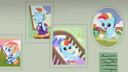 Size: 1920x1090 | Tagged: safe, screencap, character:rainbow dash, character:windy whistles, species:pony, episode:parental glideance, g4, my little pony: friendship is magic, baby, baby dash, baby pony, crib, cute, female, filly, filly rainbow dash, highchair, mare, pacifier, photo, weapons-grade cute, younger
