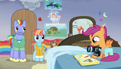 Size: 1920x1090 | Tagged: safe, screencap, character:bow hothoof, character:scootaloo, character:windy whistles, species:pegasus, species:pony, ship:windyhoof, episode:parental glideance, g4, my little pony: friendship is magic, camera, rainbow dash's parents, saddle bag