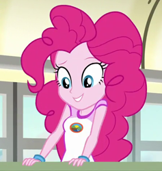 Size: 445x470 | Tagged: safe, screencap, character:pinkie pie, equestria girls:legend of everfree, g4, my little pony:equestria girls, cropped, solo