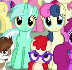 Size: 255x250 | Tagged: safe, screencap, character:berry punch, character:berryshine, character:bon bon, character:fluttershy, character:lily, character:lily valley, character:lyra heartstrings, character:pipsqueak, character:roseluck, character:sweetie drops, character:twilight sparkle, character:twist, species:earth pony, species:pony, species:unicorn, episode:the cutie re-mark, adorabon, colt, cropped, cute, female, filly, foal, friends are always there for you, glasses, looking at you, lyrabetes, male, mare, ponies standing next to each other, smiling, smiling at you, squeakabetes, twistabetes