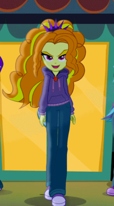 Size: 400x720 | Tagged: safe, screencap, character:adagio dazzle, character:aria blaze, character:sonata dusk, equestria girls:rainbow rocks, g4, my little pony:equestria girls, animated, clothing, cropped, gem, gif, hips, hoodie, jewelry, pendant, siren gem, solo, sway, swaying hips, the dazzlings, walking