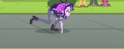 Size: 690x275 | Tagged: safe, screencap, character:apple bloom, character:scootaloo, character:starlight glimmer, character:sweetie belle, species:pegasus, species:pony, equestria girls:mirror magic, g4, my little pony:equestria girls, all fours, beanie, clothing, cropped, cutie mark crusaders, faec, hat, humans doing horse things, majestic as fuck