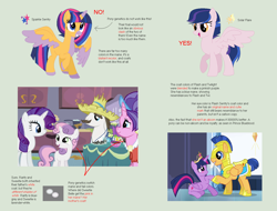 Size: 1534x1168 | Tagged: safe, artist:nerdponies, screencap, character:cookie crumbles, character:flash sentry, character:hondo flanks, character:rarity, character:sweetie belle, character:twilight sparkle, character:twilight sparkle (alicorn), oc, parent:flash sentry, parent:twilight sparkle, parents:flashlight, species:alicorn, species:pegasus, species:pony, ship:cookieflanks, ship:flashlight, alicorn oc, female, genetics, male, offspring, rarity's parents, shipping, straight, text, tutorial
