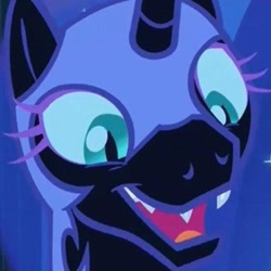 Size: 400x400 | Tagged: safe, screencap, character:nightmare moon, character:princess luna, species:pony, episode:the cutie re-mark, alternate timeline, cropped, cute, face, moon moon, moonabetes, nightmare moon moon, nightmare takeover timeline, solo