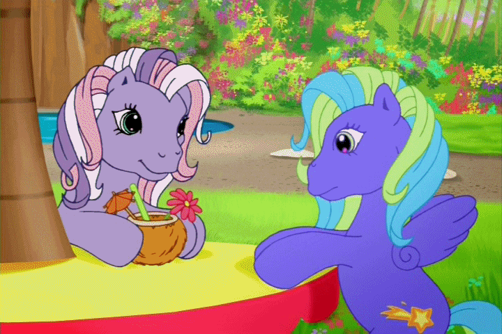 Size: 720x480 | Tagged: safe, screencap, character:wysteria, species:pony, episode:friends are never far away, g3, animated, drinking, drinking straw, gif, splish splash