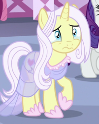 Size: 365x453 | Tagged: safe, screencap, character:lily lace, character:rarity, species:pony, species:unicorn, episode:honest apple, g4, my little pony: friendship is magic, 3:, cropped, crying, cute, female, frown, mare, raised hoof, sad, solo focus, teary eyes, wavy mouth, wide eyes