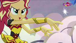 Size: 1920x1080 | Tagged: safe, screencap, character:sunset shimmer, equestria girls:dance magic, g4, my little pony:equestria girls, 8^y, cute, shimmerbetes, smiling, smirk, teletoon