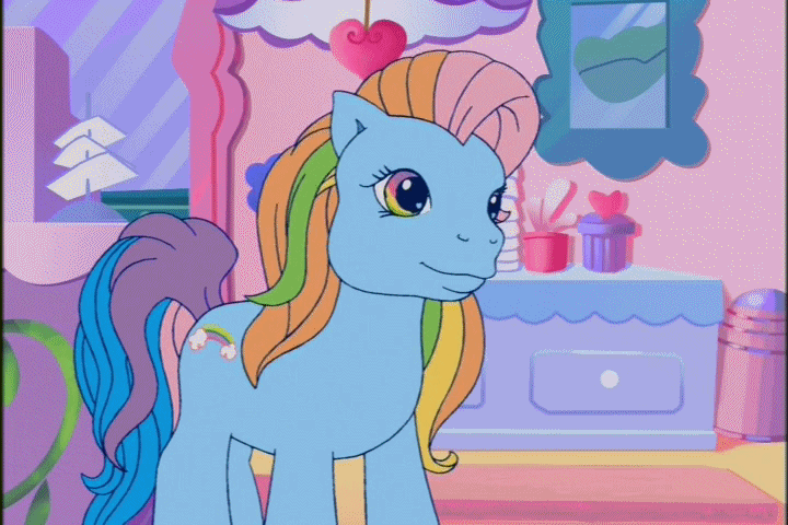 Size: 720x480 | Tagged: safe, screencap, character:rainbow dash (g3), species:pony, episode:a charming birthday, g3, animated, gif, mane flip, rainbows darling rainbows, solo