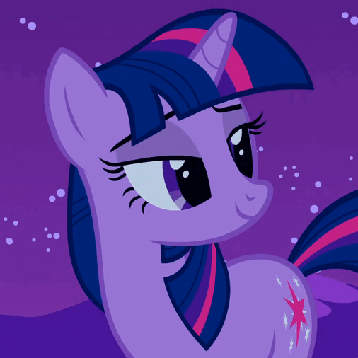 Size: 506x506 | Tagged: safe, screencap, character:twilight sparkle, species:pony, species:unicorn, episode:owl's well that ends well, g4, my little pony: friendship is magic, animated, blinking, cropped, female, gif, happy, lidded eyes, mare, raised eyebrow, solo