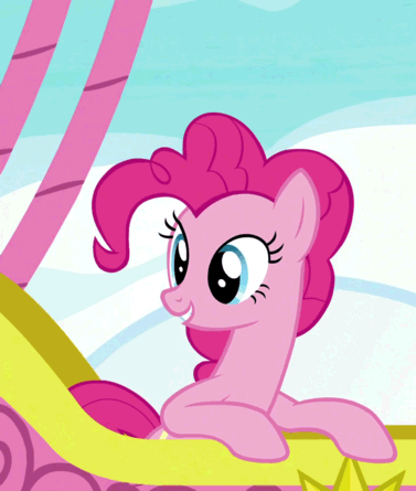 Size: 377x445 | Tagged: safe, screencap, character:pinkie pie, species:pony, episode:not asking for trouble, g4, my little pony: friendship is magic, ambassador badge, animated, cropped, gif, hammerspace, hammerspace hair, pinkie's magic hair, prehensile mane, solo